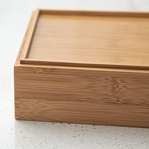 XKXKKE 2PCS Organizador Caixas de armazenamento de gavetas de bambu - gaveta de cozinha Bandeja de madeira da