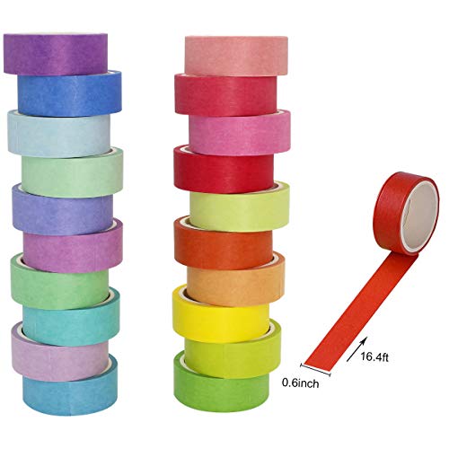 Fita de 20 rolos fita washi, fita de arco -íris colorida para materiais de bala, artes, álbuns de recortes,