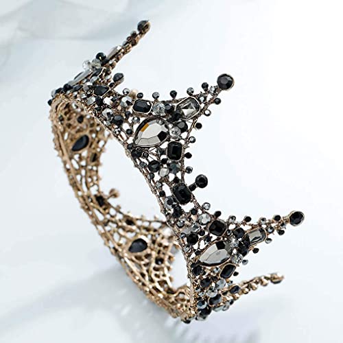Yovic Barroco Coroa de Casamento Balck Coroas de noiva e Tiaras Crystal Bride Crown Figurino Acessórios