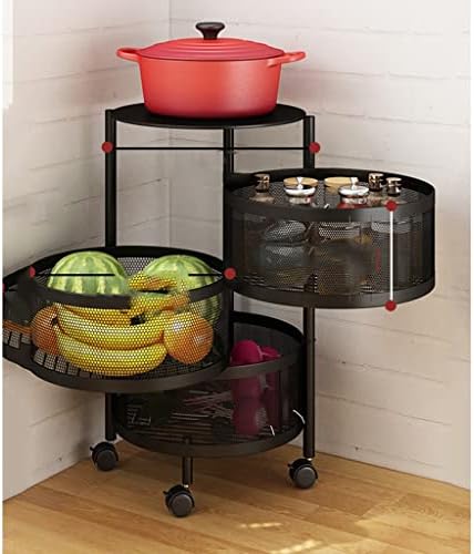 N/A Multi-camada de camada de cozinha rack de cesta rotativa carrinho vegetal e rack de frutas rack de