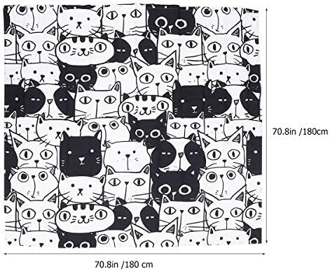 Cabilock 1pc quadrado quadrado e branco desenho animado Cat Pattern chuveiro Cortina de banho impermeável