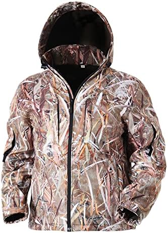Jaqueta de caça de camuflagem ultra-quieta para homens, lã de lã resistente à água revestida de caça para caça ao pato de veado