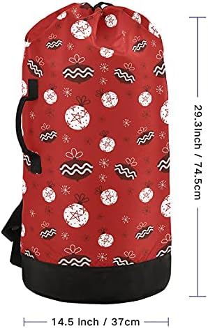 Snowflake Ball Christmas Laundry Bag mochila para lavanderia pesada com tiras de ombro e alças de viagem