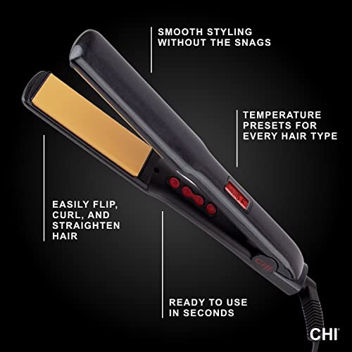 CHI G2 Cabelo Profissional Hairador de titânio Placas de cerâmica infundidas de chapas planas | Placas de 1 1/4 de Cerâmica de Cerâmica | A temperatura codificada em cores varia de 425 ° F | Para todos os tipos de cabelo | Inclui tapete térmico