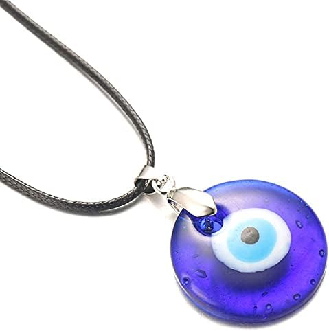 Halukakah Mal Eye Colar Bracelet Set para mulheres homens, Sapphire resina azul olho pingente de cera