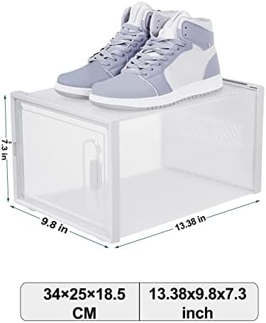 Caixas de armazenamento de sapatos grandes Brewix, 12 embalagem empilhável plástico transparente,