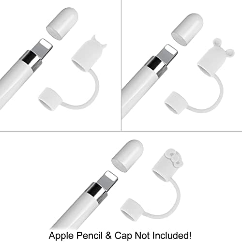 Finie 3 peças Pacote de silicone compatível com Apple Pencil 1st Generation, acessórios protetores de proteção de tampa elástica macia premium, brancos