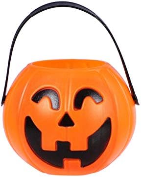 Toyvian Orange Bucket 6pcs Halloween Balde portátil Balde de abóbora ou travessura de doces Halloween