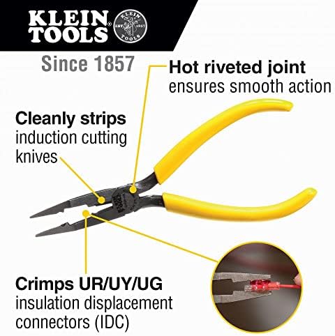 Klein Tools VDV026-049 CRINPAMPO LONGO LONGE com alças curvas, mandíbulas ranhuradas e aço endurecido