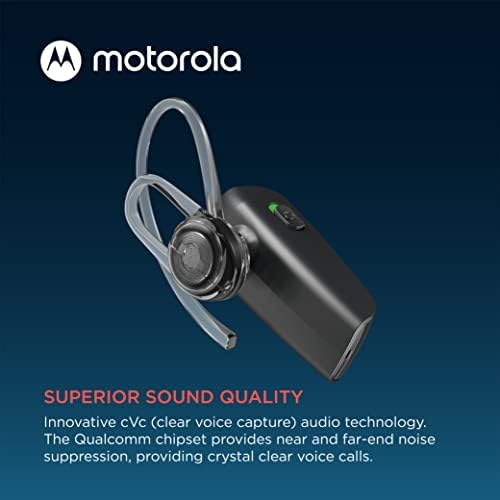 Fone de ouvido Motorola Bluetooth HK385 fone de ouvido mono sem fio na orelha com controle de toque cvc para chamadas de voz transparentes - resistente ao suor IPX4, controle inteligente de toque/voz, supressão de ruído, conexão multiponto