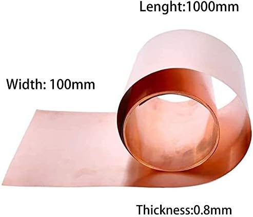 Placa de folha de metal de cobre original Comprimento de metal de cobre de 1000mm de 1000 mm de largura de 100 mm Folha de cobre de 100 mm
