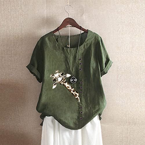 Camiseta floral com estampado floral de mulheres com manga curta de manga curta de manga curta