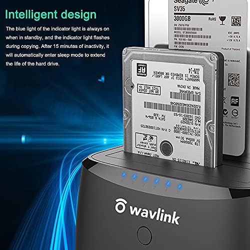 WAVLink USB 3.0 para SATA Dual Bay Docking Externo Docking Station para HDD/SSD de 2,5/3,5 polegadas com UASP, Função