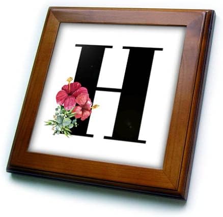 3drose mahwish - monograma - imagem do monograma florido H - telhas emolduradas