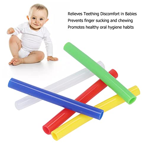 5pcs infantil crianças brinquedos de dentição de silicone, tubos de dentição ocos super macios de silicone, brinquedos de dentição de bebê mordida de qualidade para bebês