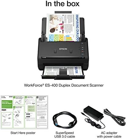 Epson Workforce ES-400 Color Duplex Document Scanner para PC e Mac, alimentador de documentos automáticos