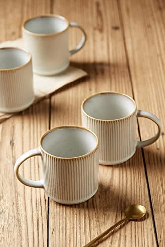 caneca de café com 4 peças da Famiware, canecas de catering de 12 oz com alça para café, chá, cacau, leite, cappuccino branco