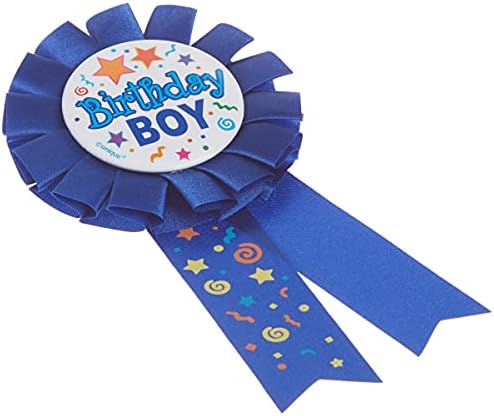 Crachá de prêmio de tecido de menino de aniversário único, 6 , azul