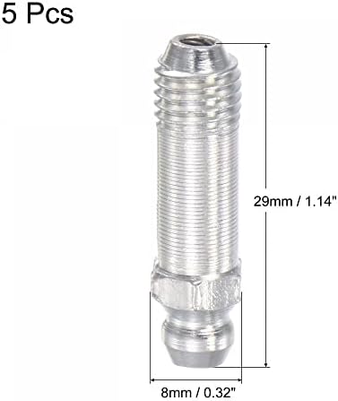 Acessório de graxa reta de aço uxcell M8 x 1mm Acessórios de ajuste de graxa hidráulica de 1 mm, 5pcs