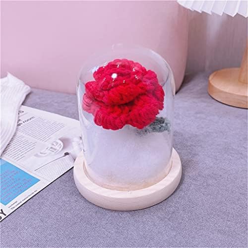 Wybfztt-188 malha de malha de malha de crochê flor artificial capa de vidro flores em casa mesa de artesanato