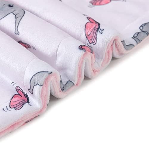 Bayceen Elephant Print Minky Baby Clanta para meninas, manta de menina de lã de micro com duas camadas