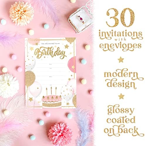 30 pacote de convites de aniversário, convites para festas de aniversário com envelopes, convites