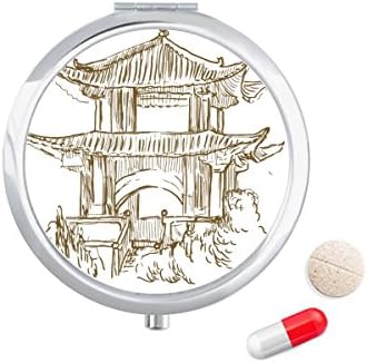 China Landmark Wood Sketch Case Pocket Medicine Storage Box Recipiente Distribuidor