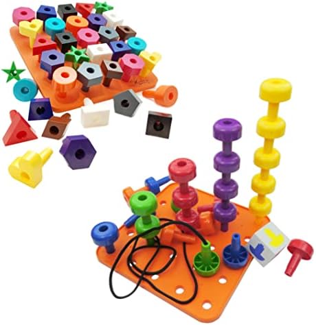 Skoolzy Peg Board Board Brinquedos de empilhamento - Toys de criança de pinos de plástico Toys