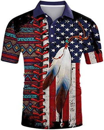 XXBR Mens Camisas Polo Polo Mens Americano Bandeira Americana Indiana Camiseta Indiana Tops de Summer Manga