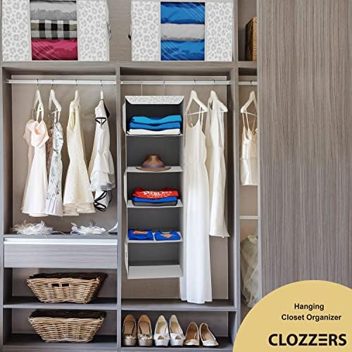 Clozers 5 prateleiras Organizador de armário para roupas e acessórios com 6 bolsos de malha