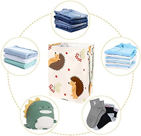 Cesta de lavanderia grande com alças, oxford lavanderia de tecido de oxford cesto de lavanderia dobrável de brinquedos de roupas para binomas de berçário de garotas, o padrão de reprodução de berçário, o padrão de animal heghehog