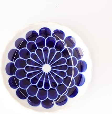 Mino Ware Small Plate Conjunto, 4,7 polegadas, design de crisântemo, marinha, placa de cerâmica japonesa, microondas/lava -louças segura, conjunto de 2