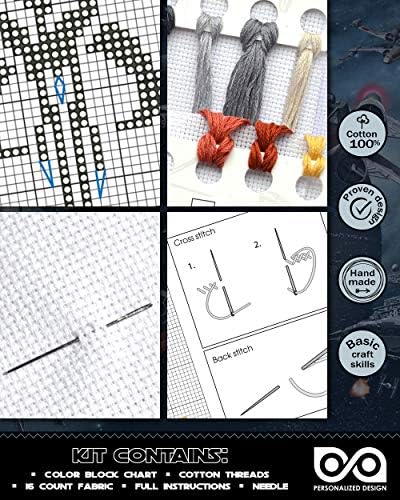 Kit Cross Cross Stitch Kit 'Star Wars: The Mandalorian' - Kit de bordado de marcadores com padrão