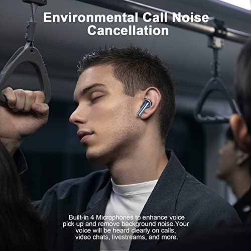 Fones de ouvido sem fio yht, fones de ouvido Bluetooth 5.3 com cancelamento de ruído de 4 mics e porto, fones de ouvido Bluetooth, fones de ouvido sem fio