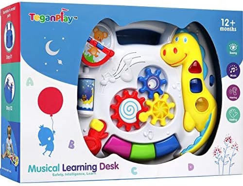 Tabela de aprendizado musical de Teganplay 6 meses acima do centro de atividades 2 em 1 Centro de atividade para bebê interativo piano de brinquedo e brinquedo de berço com tiras
