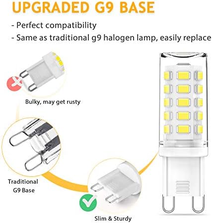KLG G9 LED LUZ DE LUZ DIMMÁVEL 4W DIA DIA BRANCO 5000K, 40W G9 Equivalente a halogênio, lâmpadas de base da base G9 BI, 400lm, AC 120V para iluminação doméstica, pacote de 5
