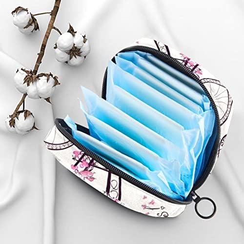 Meninas de guardanapos sanitários pads bolsa de bolsa menstrual bolsa de xícara de copo meninas período portátil saco de armazenamento de tampão rosa Paris Tower com zíper