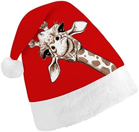 Girafa chapéu de natal chapéu de santa chapéu curto com punhos brancos para homens mulheres decorações