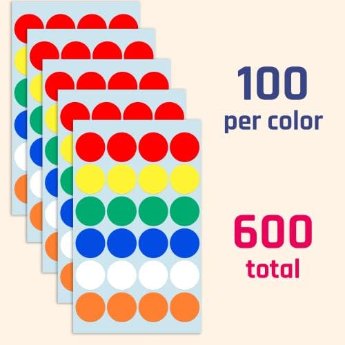 Pacote de 600, etiquetas de pontas de ponta de colorir de 1 - 6 cores