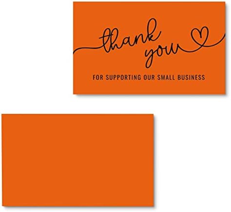 Itzamna Obrigado por apoiar nossos pequenos cartões de busca de clientes notas de apreciação do cliente script laranja com pacote de coração de 100
