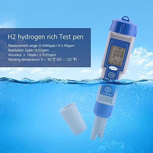 Medidor de hidrogênio, testador de qualidade da água Alta precisão Medidor de hidrogênio com LED para beber aquário de hidroponia