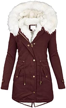 MASBird Womens Casacos de inverno, casacos femininos com capuz quente casaco de lã de lã de capuz de grandes