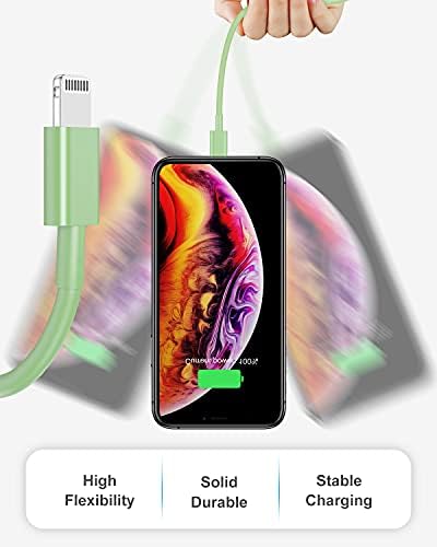 4Pack [Apple MFI Certified] Cabo Lightning 6ft, Apple Lightning no cabo USB 6 pés e iPhone carregador de carregamento rápido compatível com cabo Apple iPhone 13/12/11 Pro Max XS X XR 8 7 iPad (calma verde verde