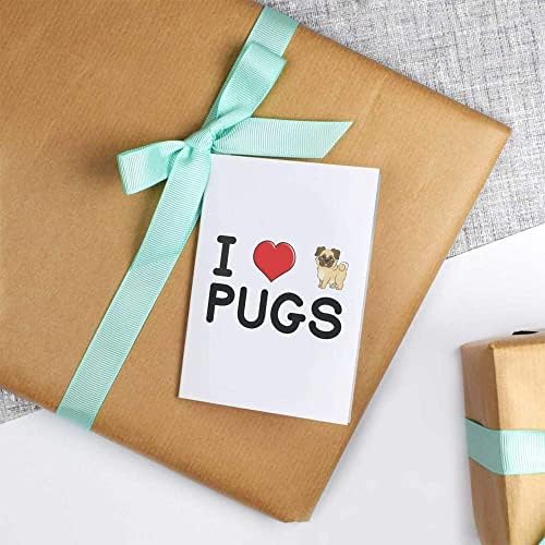 5 x A1 'I Love Pugs' embrulhar folhas de papel/embrulho