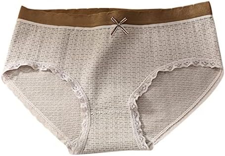 Calcinha sexy para mulheres na cintura média cor de cor de laço de cor de algodão integral de