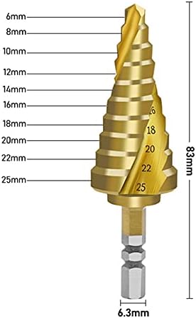 XMeifeits Etapa Drill de 6-25mm HSS T-Itanium revestido de etapa de etapa Ferramentas de perfuração de bits metal de alta velocidade Eragelo de madeira Cutter etapa de cone de cone de corpo