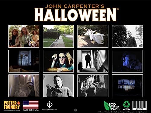 Calendário de filme de Halloween 2023 Calendários de pendura de parede mensal John Carpenter Scary Horror