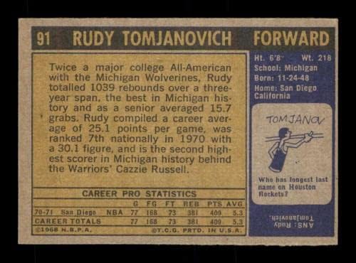 91 Rudy Tomjanovich RC - 1971 Topps Basketball Cards classificados Exmt+ - Cartões de basquete não assinados