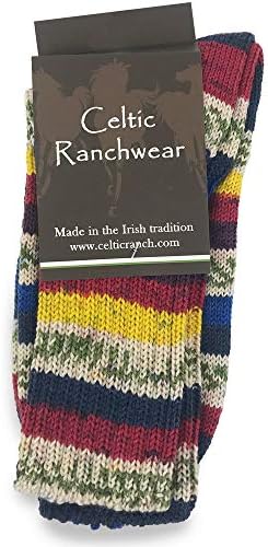Meias de lã irlandesa da Ilha Fair para mulheres, meias coloridas de lã de tripulação, feitas
