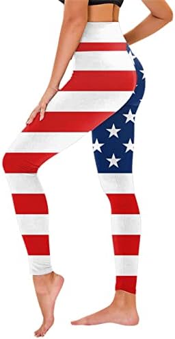 Leggings de cintura alta para mulheres bandeira americana não transparente calças de ioga 4 de julho Gym Fitness